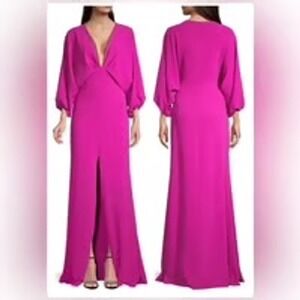 Sachin & Babi Gabby Gown Magenta Beaded V-Neck Maxi Dress size 4